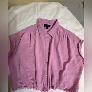 Laundry By Shelli Segal Lilac Button-Front Cropped Blouse NWOT